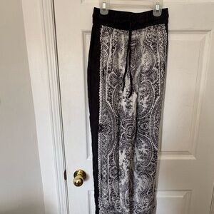 All Saints Charcoal and Cream Patterned Pants